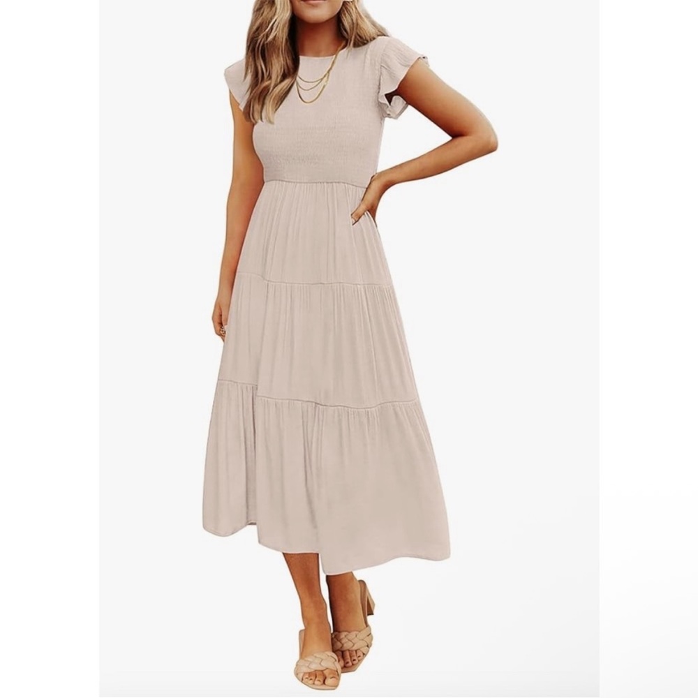 Fairy Smocked Tier Ruffle Maxi Dress Small - Picture 8 of 8